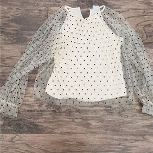 Zara Ivory and Black Dot Kids Blouse